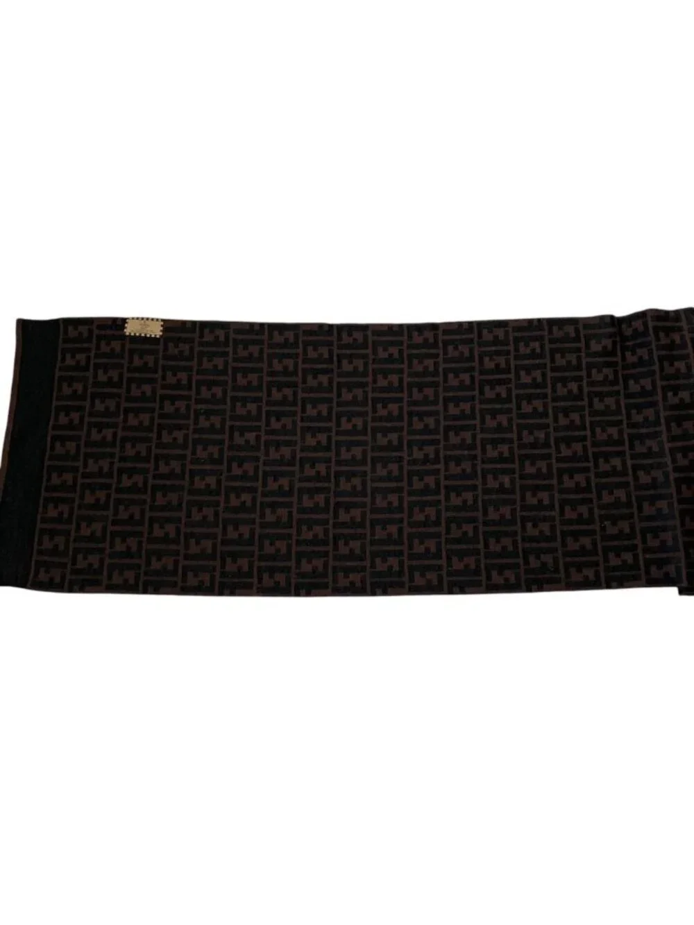 Fendi Vintage Zucca Pattern Knit Scarf Brown Black